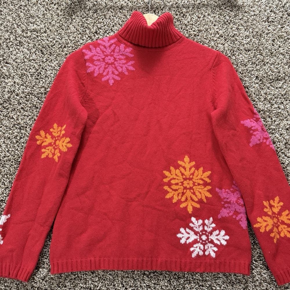 Eddie Bauer Snowflake Turtleneck Sweater M Angora Blend Cozy Nordic Core *Hole‎